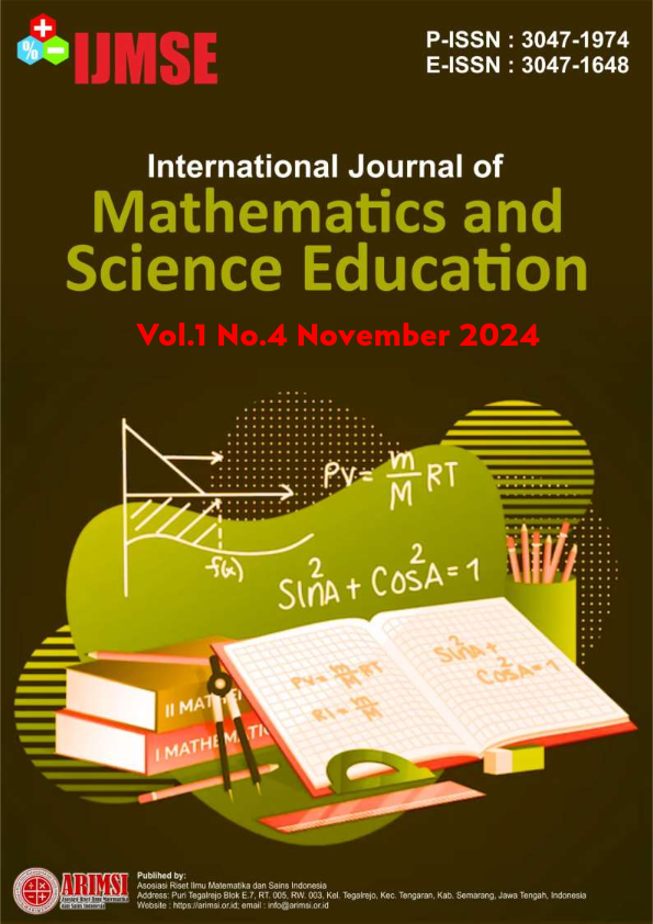 					View Vol. 1 No. 4 (2024): November : International Journal of Mathematics and Science Education
				